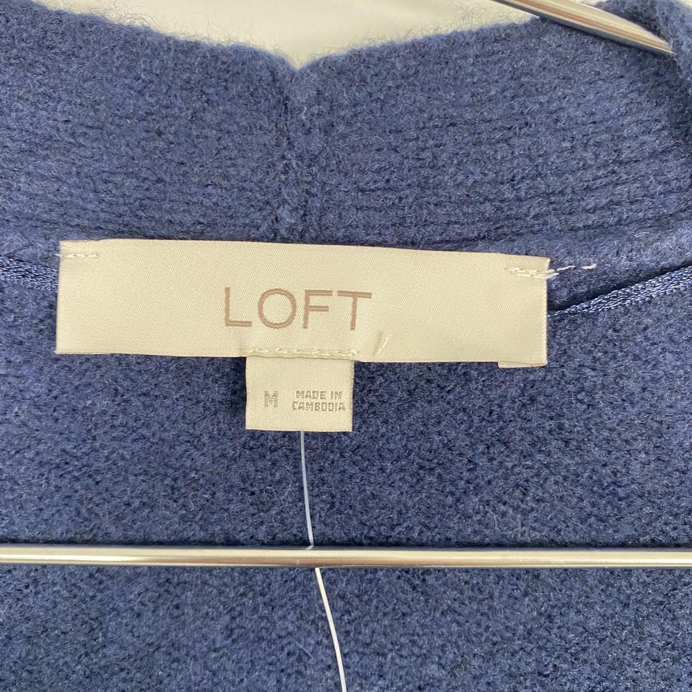NWT LOFT Cardigan Sweater Womens Medium Blue Duster Long Open Front Knit Pockets - Picture 5 of 13